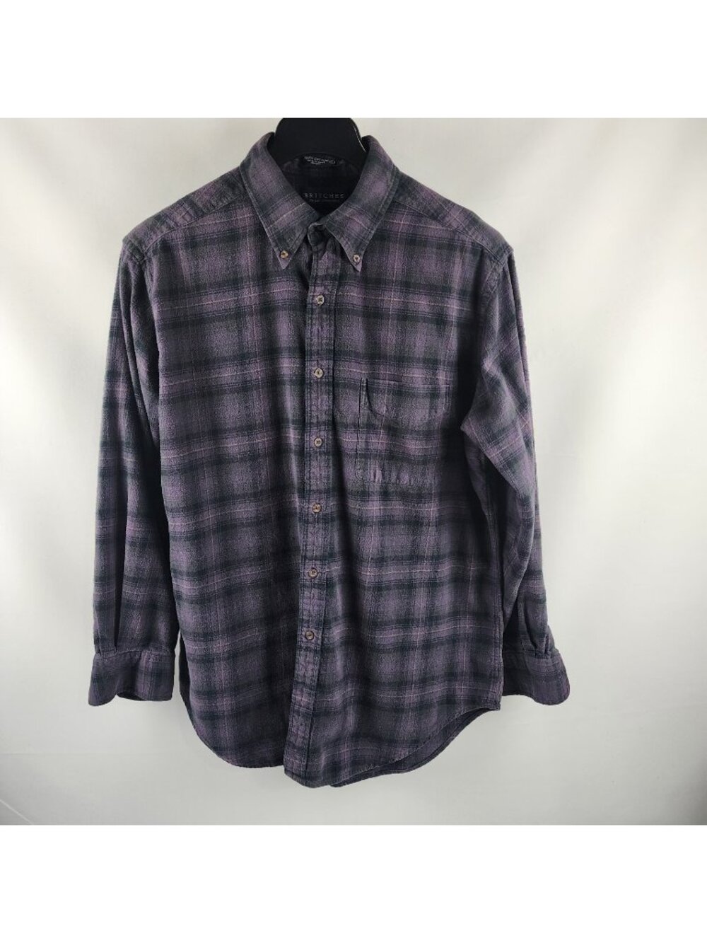 Vintage Britches Great Outdoors Shirt Men L Purple Plaid Button Down Flannel